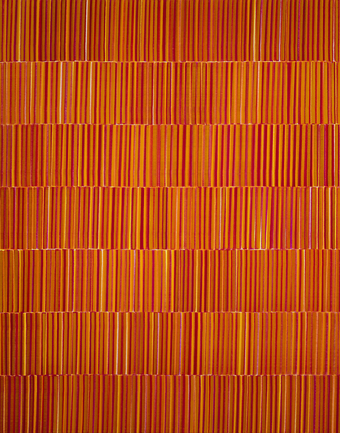 Nikola Dimitrov, Rhythmen Rot III, 2023, Pigmente, Bindemittel auf Leinwand, 140  110 cm